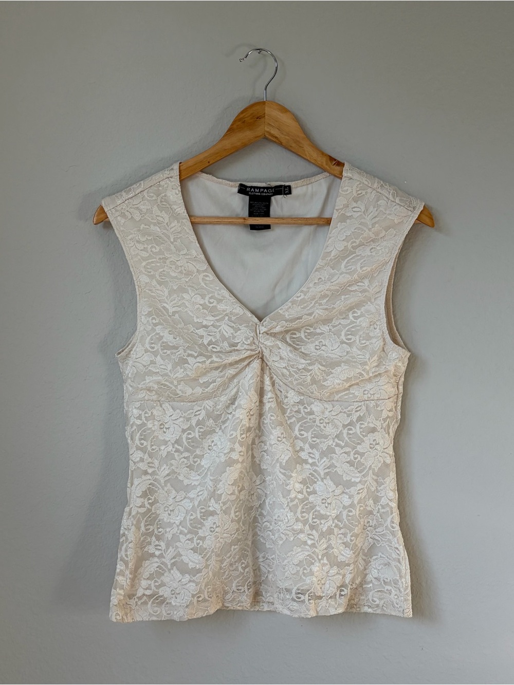 Rampage Vintage Sleeveless Lace Top White Ivory Women’s Size XL Y2K